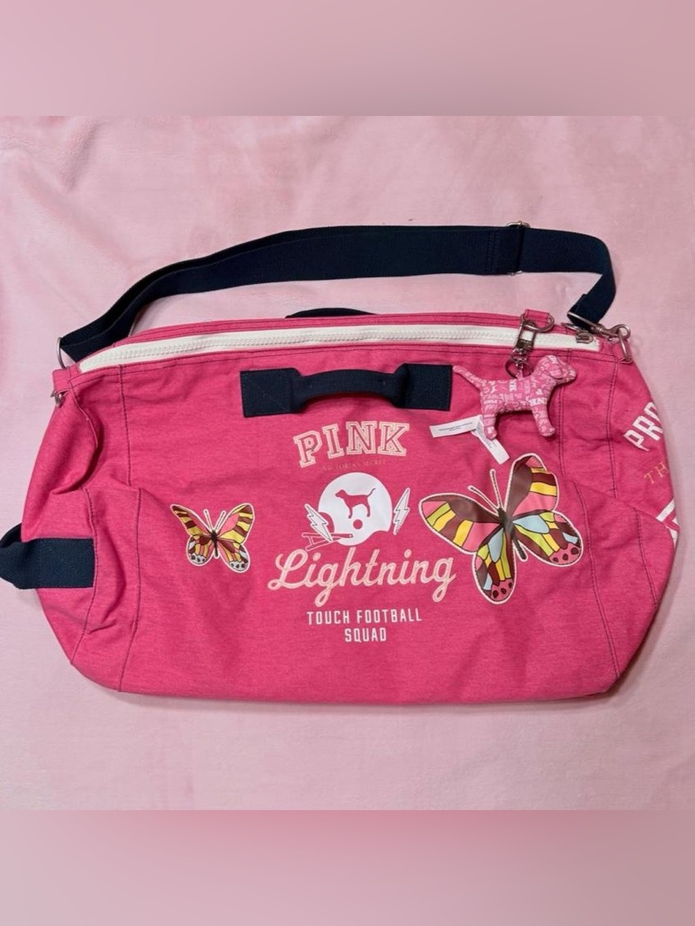 PINK Victoria's Secret Hot Pink Butterfly Lightning Crossbody Bag